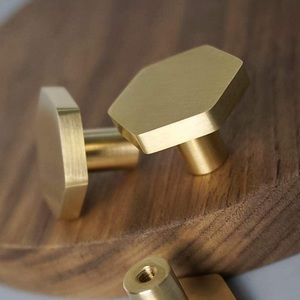 NWT RZDEAL Solid Brushed Gold Knobs for Cabinet or Dresser (2)